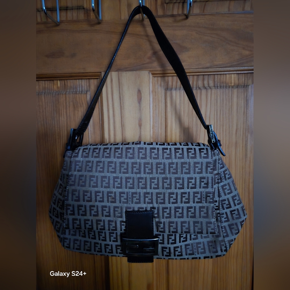 Fendi Brown and Beige Monogram Shoulder Bag
